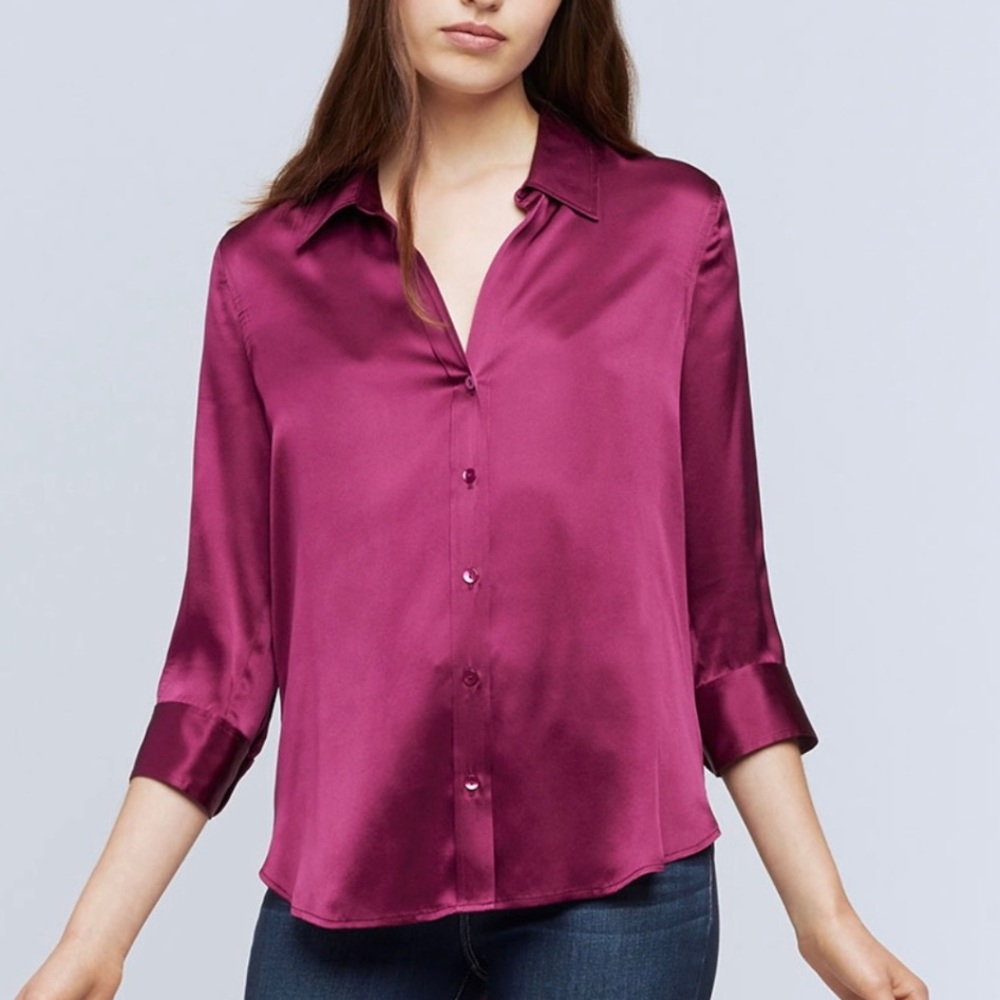 L'AGENCE Dani Blouse in Purple Rose XL NWOT